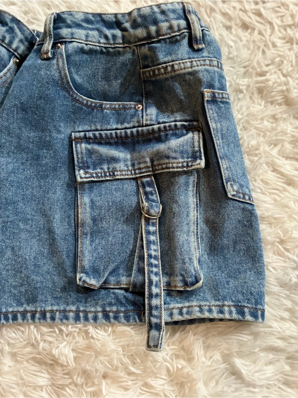 Y2K Punk Mall Goth Alt Emo Cyber Grunge Harajuku Biker Cargo Denim Mini Skirt M - Picture 5 of 7